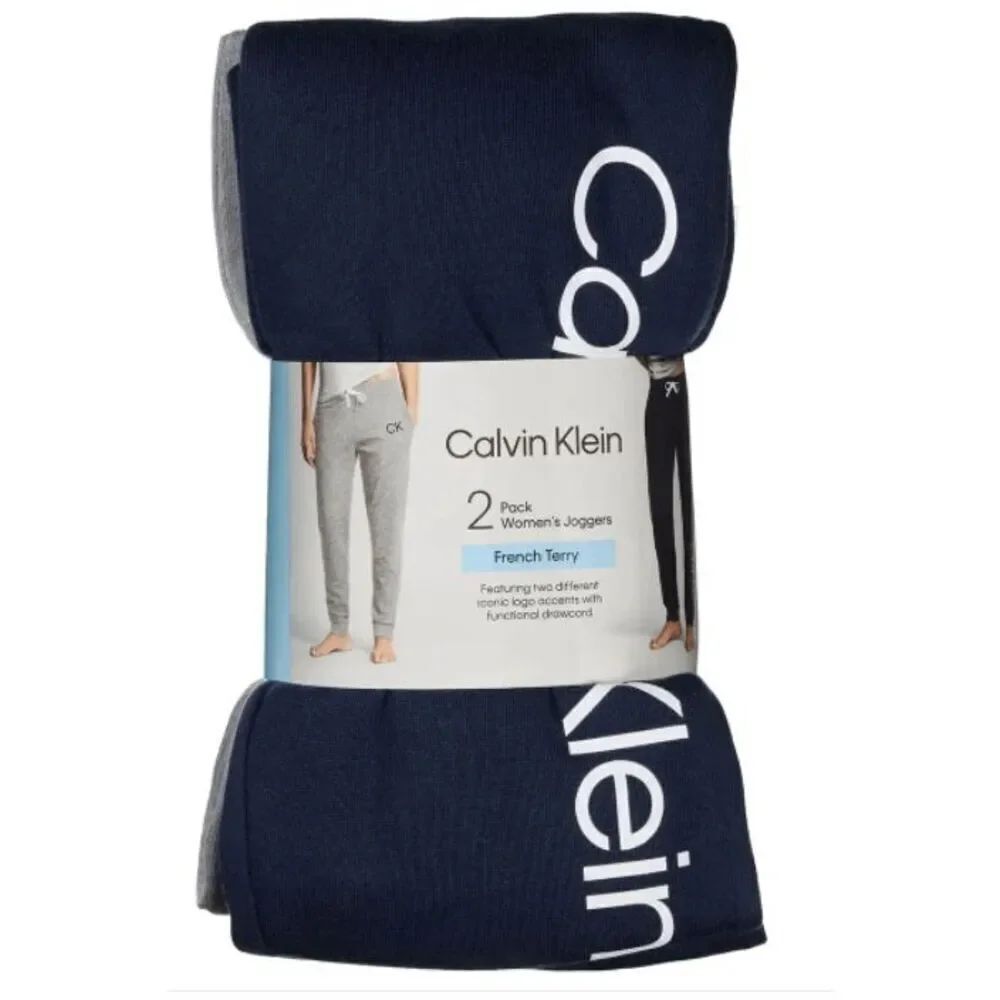 LOT of TWO Calvin Klein NWT size S jogger pants 1 gray, 1 navy blue